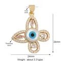Detailed dimensions of the gold evil eye pendant with cubic zirconia and measurements - K539447-White Evil Eye Coin