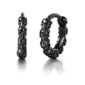 Punk style skull hoop earrings in shiny black finish with vintage hiphop design - Black