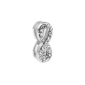 Silver number 8 charm bead with sparkling rhinestones for 10mm slide bracelets - Infinity Style / Rectangular Hole 10*2mm / Silver