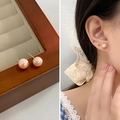 S925 silver stud earrings featuring mini pink freshwater pearls in a minimalist design - 7-8mm / Purple