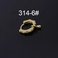 Golden rivet hoop earring with clear cubic zirconia and spherical pendant - Round Ball Pendant Style (314-6#)