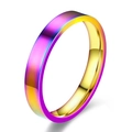 Minimalist 3mm titanium steel ring with rainbow gradient finish and polished surface - Colorful