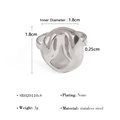 Irregular silver stainless steel ring with 1.8cm diameter and detailed dimensions - Silver Irregular Textured Style (SR020110-S) / Silver