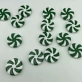 Green and white swirl pattern round acrylic candy ornaments for Christmas tree decoration - 2.5cm / Green White Round Candy