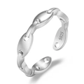Minimalist silver S925 sterling silver open ring with hollow chain link design - Oval Pig Nose Chain / Platinum Color-J326