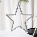 Sparkling silver glitter star ornament with hanging string for Christmas tree decoration - 12CM Medium Star / Silver