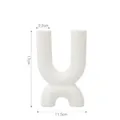 Matte white U-shaped ceramic candle holder, geometric modern home decor, 17x11.5cm size - 13204-1 Bisque 2 Heads