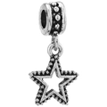 Retro zilveren sterhanger met hol ontwerp en vintage metalen afwerking voor DIY sieraden - Opengewerkte vijfpuntsster (DIY-accessoire)