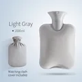Light gray 2000ml PVC hot water bottle with matching soft plush cover for heat therapy - 2000ml Light Grey + Crystal Soft Velvet Cover