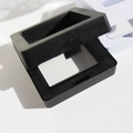 Black square jewelry storage box with transparent PE film and a hinged lid design - Medium 7x7cm / Black