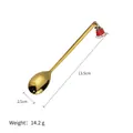 304 stainless steel golden Christmas coffee spoon with festive bell pendant charm - Gold Christmas Bell