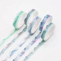 5-roll set of watercolor washi tape featuring abstract blue and green wave patterns - Watercolor Basic 1 [5 Rolls]