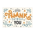 Vintage thank you card with retro orange typography and decorative star patterns - K-05 (9x5.4cm) 50Pcs/Pack