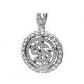 Close-up of spinning dollar sign pendant with sparkling crystals and silver finish - Silver Pendant Only