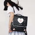 Borsa a tracolla nera stile JK con dettaglio cuore bianco e stampa croce rosa Sweet Girl - Nero
