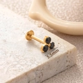 Golden F136 titanium labret with 5.5mm black zircon clover head and flat back base - 5.5mm / Gold-Black