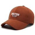 Vintage brown corduroy baseball cap with Boston 1630 embroidery for men and women - Orange / Adjustable