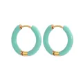 12mm gold stainless steel hoop earrings with light green enamel coating - Light Green