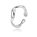 Anello regolabile in acciaio inossidabile argento lucido con linee fluide irregolari - Stile Aperto a Linee Irregolari (SR21062902S-17) / Argento