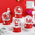 Red 6.5cm Christmas crystal globe with Santa Claus, built-in lights and falling snow effect - 6hs057# (lights + Snowflakes) / 65# (cardboard Box Packaging)