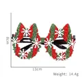 Glittery Christmas cat-ear glasses with white snowflakes for party costumes, 13x8cm - Red Green Bow Glasses