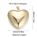 Golden copper heart charm with 14k zircon inlay, size 22mm x 28mm for DIY jewelry - Ysn023-08 / 18K Gold