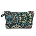 Macro view of colorful mandala flower pattern on high-capacity fabric cosmetic organizer - 51996/Blue-Green Symmetrical Mandala