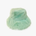 Elegante cappello alla pescatora in ecopelliccia verde menta in morbido peluche invernale - Verde
