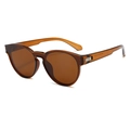 Lightweight amber resin polarized sunglasses with brown lenses and retro round frames - Tea Frame Tea Lens C3