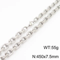 Collier à mailles en acier inoxydable poli pour hommes, 450x7,5 mm, finition argentée - Collier 45cm / Acier