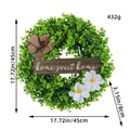 Corona de eucalipto artificial con cartel de madera home sweet home y lazo - 45CM Grande