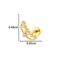 Golden titanium crescent moon labret stud with crystal zircon stones and size markers - Crescent Cluster (T2582-7#) / Gold