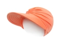 Kids wide brim sun visor hat in coral pink featuring a stylish pleated elastic fabric - Orange Red