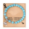 Turquoise beads bracelet with silver elephant charm displayed on kraft card with message - Turquoise Style Elephant With Card