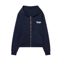 Dunkelblauer Zip-Hoodie mit New York EST.1975 Aufdruck und feiner Strickstruktur - S / Sweatshirts