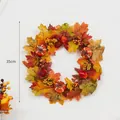 Autumn wreath variant with maple leaves, pumpkins and berries, 35cm diameter decoration - QH606-35cm Wire Frame Wreath