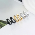 Minimalist square U-shaped earrings in matte black, bright gold and polished silver finish - Semicircle (Single) / Silver