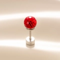 Sparkling red faceted crystal ball ear stud with silver stainless steel screw back - Single Piece / Red (6MM)