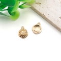 Gold finish round sea star pendant with hollow dot patterns and top hanging loop - Starfish