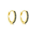 Elegant gold S925 sterling silver hoop earrings set with blue cubic zirconia stones - 925 Silver / 18K Gold (Blue Zirconia)