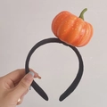 Funny Halloween pumpkin vegetable headband with realistic orange pumpkin on black band - Pumpkin