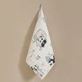 Toalla de muselina de algodón para bebé con estampado de panda y un práctico colgador - Paraíso de Pandas / Alta Densidad 25*25cm [tamaño Elástico]