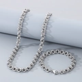 Minimalistisches Schmuckset aus silbernem Edelstahl mit Halskette und Armband in Doppelring - Armband 20CM / 8mm Hummerverschluss