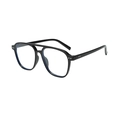 Vintage double bridge aviator sunglasses with black frame for men street fashion - Plain Lens / Black Frame Anti-Blue Light