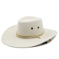 Classic cream wide-brim suede jazz hat with woven band and adjustable chin strap - M (56-58cm) / Ivory