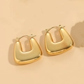 Orecchini a cerchio moderni a forma di U placcati in oro 14K per un look di lusso - Quadrato Cavo Oro