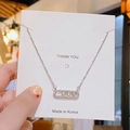 Collier de luxe argenté avec pendentif rectangle et trois diamants mobiles sertis - Collier Zirconium Plein Géométrique Argenté