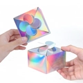 Holographic laser kraft paper gift boxes with flower petal folding closure - Plain Silver