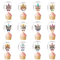 Στολίδια για cupcake γενεθλίων με θέμα γάτας και 12 χαριτωμένα σχέδια με καπέλα - Μικρά Διακοσμητικά Cupcake Γάτα