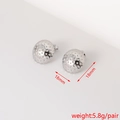 Detailed view of silver textured earrings with 18mm diameter and 5.8g pair weight specs - Hammered Round (13#)